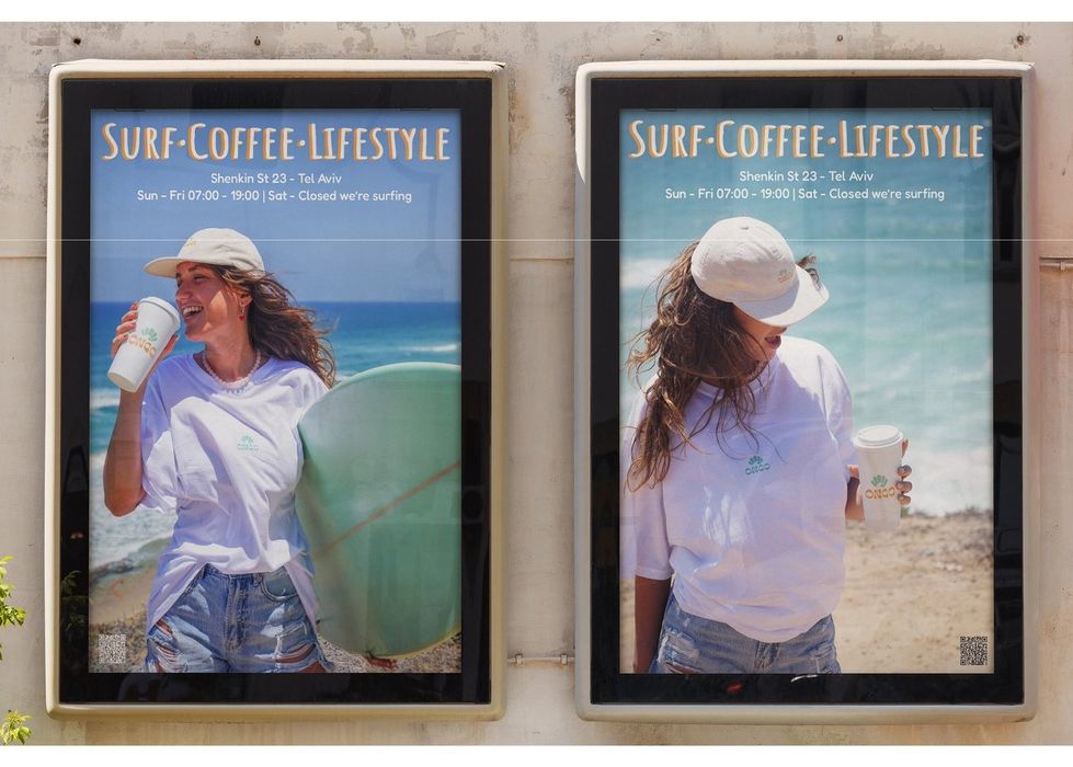 Ondo surf-and-coffee brand street ads