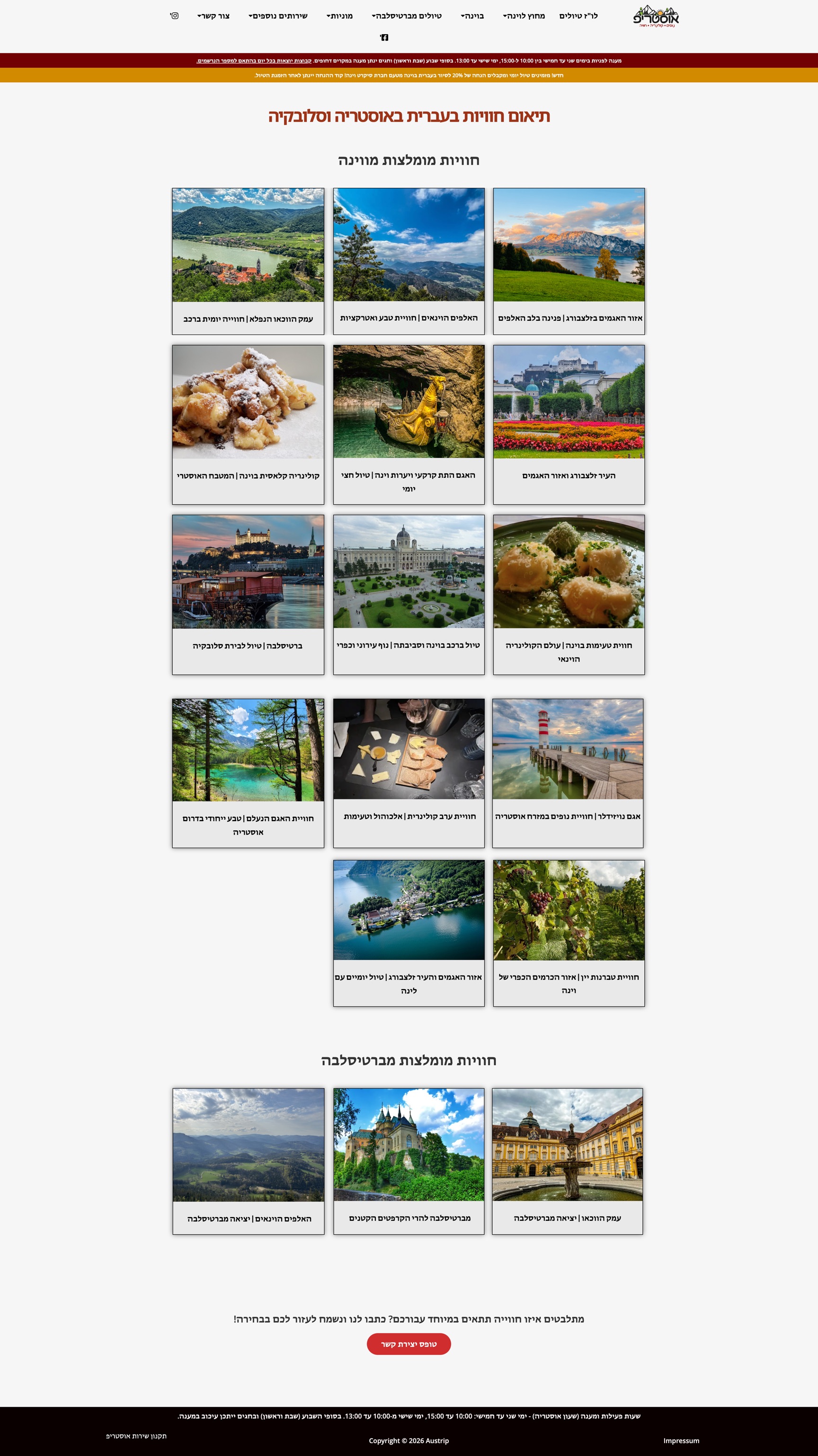 Austrip homepage before the redesign