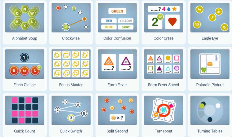 Reference grid of cognitive assessment game UIs